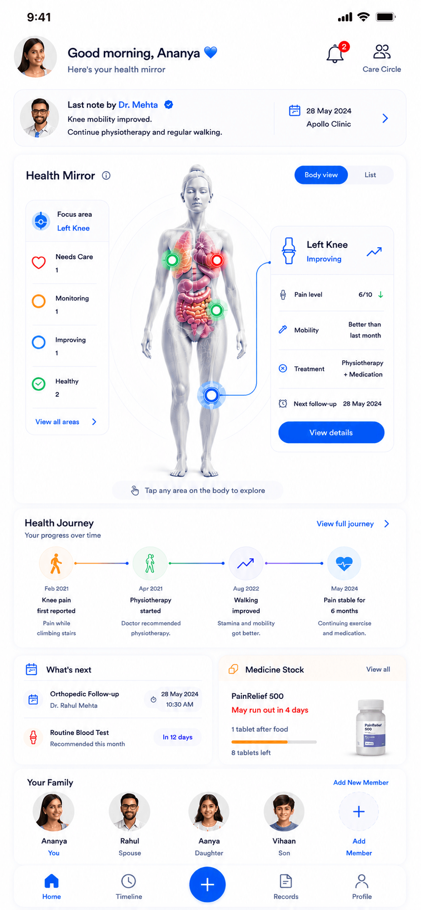 HealthMirror App Mockup